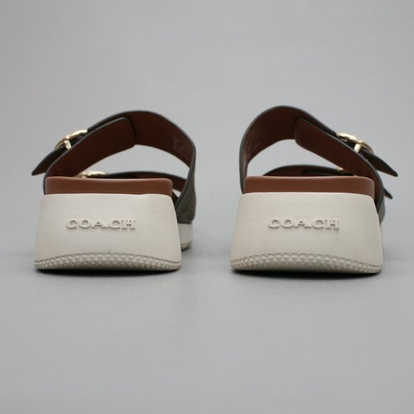 Coach Ladies 8 Gable Khaki/Saddle Signature Platform Slides Mules Sandals Shoes - Picture 3 of 12